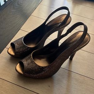 Copper sequin slingback